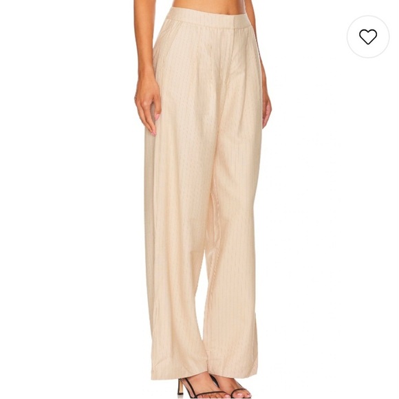 We Wore What Tailored Pant Pinstripe Trousers in Safari Multi Taupe Size 4 - Picture 2 of 9